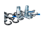 Set aus zwei HILLS 3 m/25 mm/1 t Transportgurten mit Spannvorrichtung und zwei 0,45 m Gurten zur Sicherung des Motorrads
