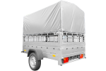 Einachsanhänger auf Federn 200x125 UNITRAILER GARDEN 201/R KIPP mit Gitterwänden, H-800-Rahmen und grauer Plane