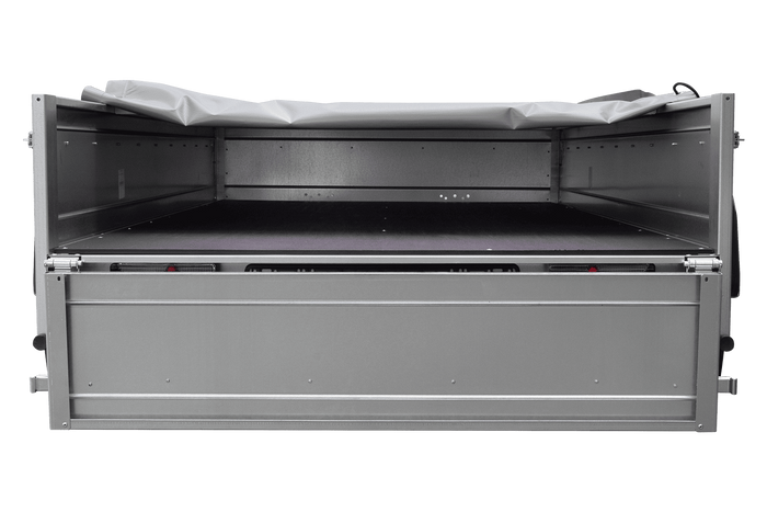 GARDEN TRAILER 264/2 KIPP MIT STÜTZRAD, GRAUE FLACHPLANE UND PLANENTRÄGER