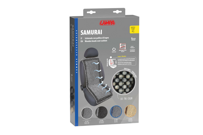 LAMP Samurai Sitzkissen aus Holzperlen, anthrazit/grau, Autositzmatte
