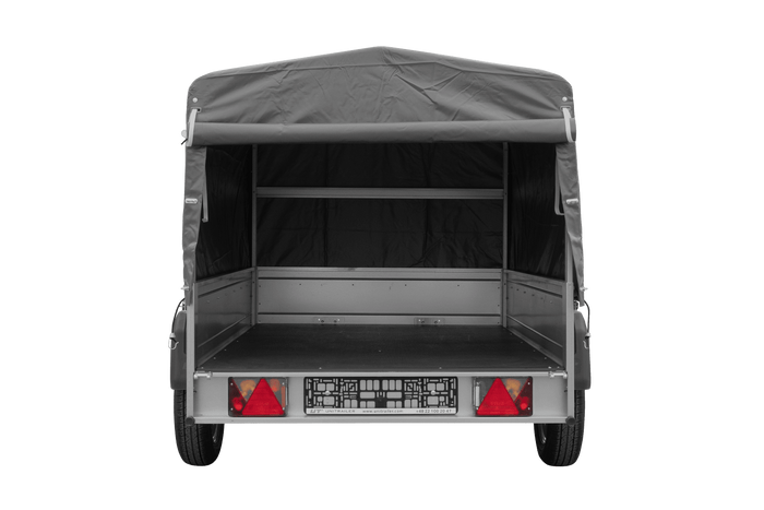 Einachsanhänger 200x125 UNITRAILER GARDEN 201 KIPP mit H-800 Rahmen und grauer Plane
