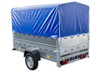 PKW-Anhänger 230x125 UNITRAILER GARDEN 230 KIPP mit Zusätzbordwänden und blauer Hochplane