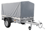 Autotransportanhänger 200x106 UNITRAILER GARDEN 200 KIPP mit H-800 Rahmen und grauer Plane