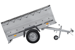 Einachsanhänger 200x106 UNITRAILER GARDEN 200 KIPP mit BIS-Seitenwänden, H-0-Rahmen und grauer Plane
