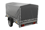 Einachsanhänger mit ALU-Bordwänden 230x125 Unitrailer Garden 230 KIPP ALU mit H-800 Rahmen und grauer Plane