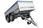 Zweiachsiger Anhänger mit Aluminiumseitenwänden 264x125 Unitrailer Garden 264/2 KIPP ALU mit BIS-Seitenwänden, H-0-Rahmen und blauer Plane
