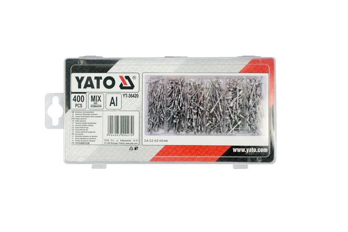 Satz YATO YT-36420 Blindnieten, verschiedene Größen, 400 Stück
