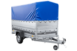Leichter Anhänger auf Blattfedern 264x125 UNITRAILER FORCE 264/R KIPP mit BIS-Seitenwänden, H-800-Rahmen und blauer Plane