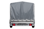 Autotransportanhänger mit Aluminiumseitenwänden 264x150 Unitrailer Garden 265 KIPP ALU mit H-1100 Rahmen und grauer Plane