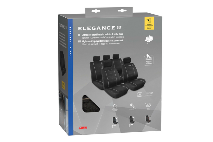 LAMPA Elegance Autositzbezüge, grau, für Vorder- und Rücksitze