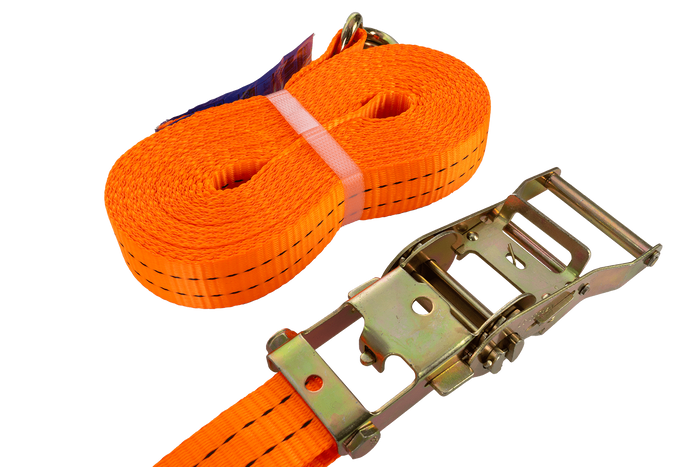 Satz aus vier UNITRAILER 10m/35mm/2t orangefarbenen Transportgurten mit Spannvorrichtung