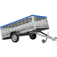 Leichter Anhänger auf Federn 264x150 UNITRAILER GARDEN 265/R KIPP mit Gitterwänden, H-0-Rahmen und blauer Plane