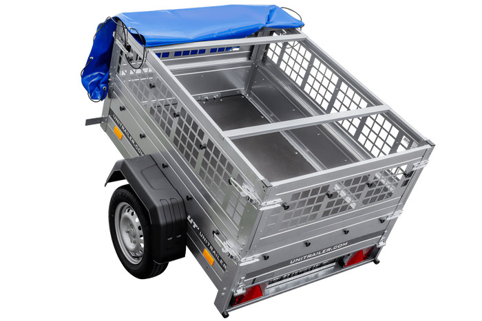 Kompakter Anhänger Garden Trailer 150 KIPP 150x106 cm 750 kg mit Laubgitteraufsatz
