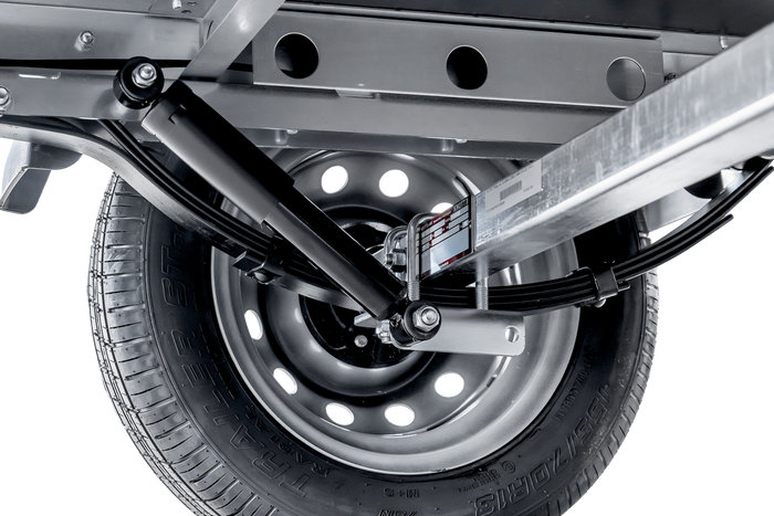 Einachsanhänger auf Blattfedern 230x125 UNITRAILER GARDEN 230/R KIPP mit BIS-Seiten, H-800-Rahmen und blauer Plane