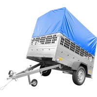 Einachsanhänger auf Federn 200x125 UNITRAILER GARDEN 201/R KIPP mit Gitterwänden, H-800-Rahmen und blauer Plane