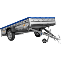 Autotransportanhänger mit Aluminiumseitenwänden 264x150 Unitrailer Garden 265 KIPP ALU mit H-0-Rahmen und blauer Plane