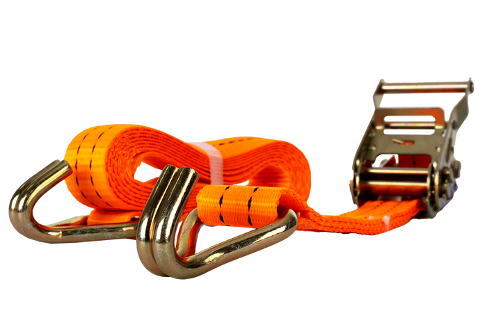 Satz aus vier UNITRAILER 3m/35mm/2t orangefarbenen Transportgurten mit Spannvorrichtung