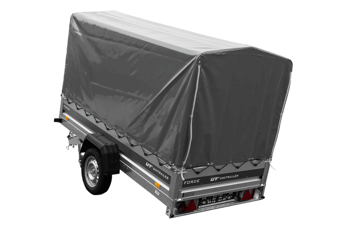 Anhänger 264x125 UNITRAILER FORCE 264 KIPP ungebremst mit H-1100 Rahmen und grauer Plane