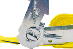 Satz aus vier gelben UNITRAILER 3m/25mm/1t Transportgurten mit Spannvorrichtung