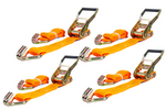 Satz aus vier UNITRAILER 3m/50mm/5t orangefarbenen Transportgurten mit Spannvorrichtung