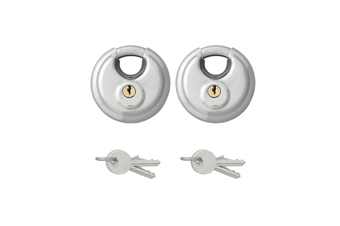 Set aus zwei ProPlus 341319S runden Vorhängeschlössern, Scheibenschlössern, 70 mm