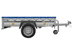 Einachsanhänger mit Aluminiumseitenwänden 200x125 Unitrailer Garden 201 KIPP ALU mit H-0-Rahmen und blauer Plane