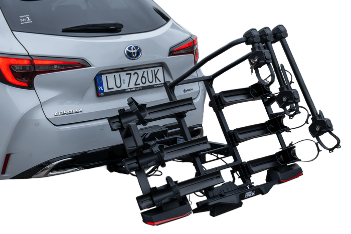 Inter Pack Velox 3 LED - faltbarer Anhängerkupplungs-Fahrradträger für 3 Fahrräder mit LED-Beleuchtung (schwarz)