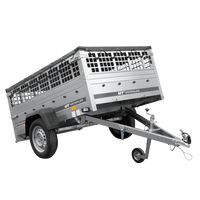 Einachsanhänger 200x125 UNITRAILER GARDEN 201 KIPP mit Gitterseitenwänden und grauer Abdeckung