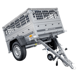 Pkw-Anhänger GARDEN TRAILER 150 KIPP mit Laubgitteraufsatz, Stützrad und Flachplane