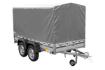 Zweiachsiger Anhänger mit Aluminiumseitenwänden 264x125 Unitrailer Garden 264/2 KIPP ALU mit Rahmen H-1100 und grauer Plane