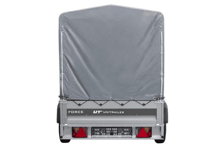 Ungebremster Anhänger 230x125 UNITRAILER FORCE 230 KIPP mit H-1100 Rahmen und grauer Hochplane