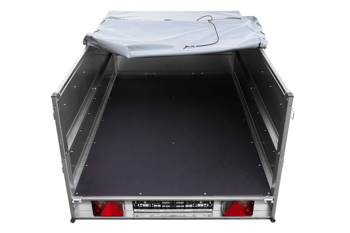 Leichtanhänger auf Federn 200x125 UNITRAILER GARDEN 201/R KIPP mit BIS-Seiten, H-0-Rahmen und grauer Plane