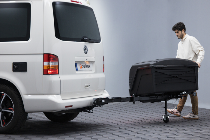 Towbox Camper Alpha schwarz (kurz) - Anhängerkupplungs-Dachbox