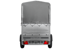 Leichter Anhänger 200x106 UNITRAILER GARDEN 200 KIPP mit BIS-Seitenwänden, H-800-Rahmen und grauer Plane