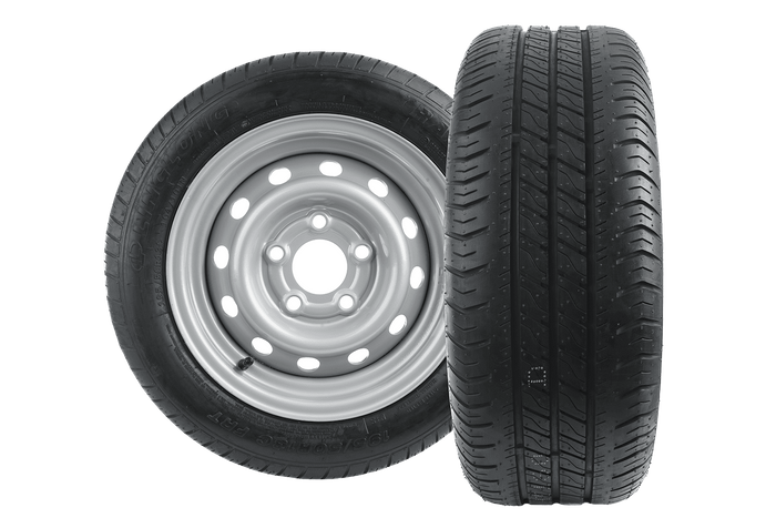 Satz von zwei verstärkten Rädern für einen Anhänger LINGLONG TIRE 195/50 R13C 104/101N UNITRAILER FELGE 5,5Jx13" 5x112 ET:30