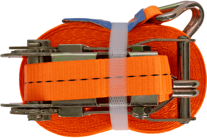 Satz aus vier UNITRAILER 10m/25mm/1t orangefarbenen Transportgurten mit Spannvorrichtung