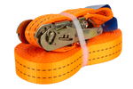 Satz aus vier UNITRAILER 10m/35mm/2t orangefarbenen Transportgurten mit Spannvorrichtung