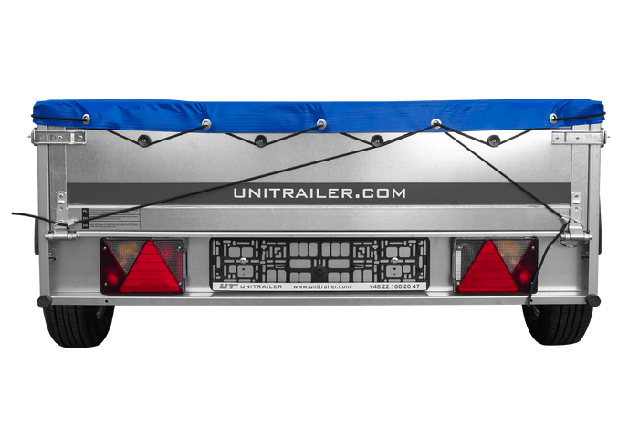 PKW Anhänger auf Federn 200x125 UNITRAILER GARDEN 201/R KIPP mit H-0 Rahmen und blauer Plane