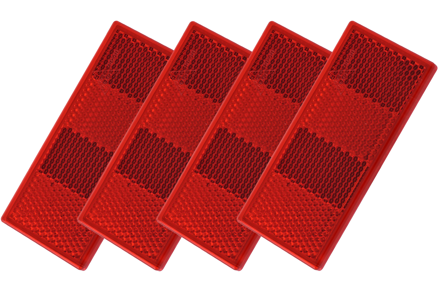 Set: vier rote Reflektoren 90x40 mm mit Löchern, rechteckig