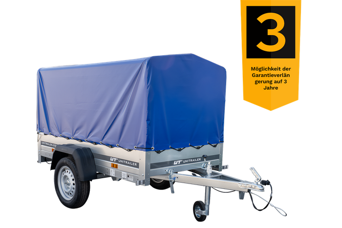Einachsanhänger 200x106 UNITRAILER GARDEN 200 KIPP mit H-800 Rahmen und blauer Plane