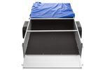 Autotransportanhänger mit Aluminiumseitenwänden 264x125 Unitrailer Garden 264 KIPP ALU mit H-0-Rahmen und blauer Plane