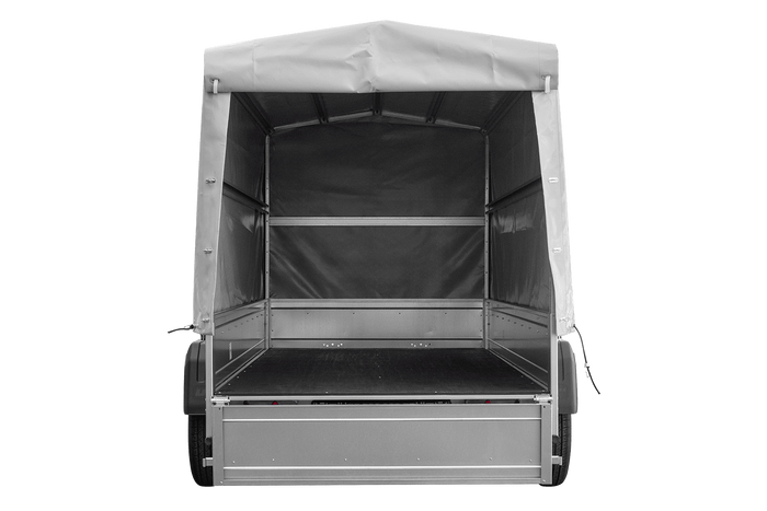 Der Anhänger Garden Trailer 264/2 KIPP MIT STÜTZRAD, H-1100-HOCHSPRIEGEL UND GRAUER PLANE