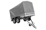 Zweiachsiger Anhänger mit Aluminiumseitenwänden 264x125 Unitrailer Garden 264/2 KIPP ALU mit Rahmen H-1100 und grauer Plane