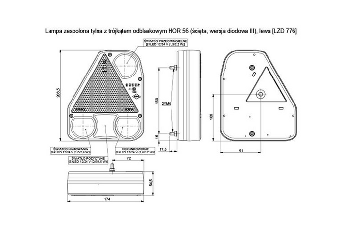 HORPOL LZD776 LED Rücklicht 5 Funktionen links