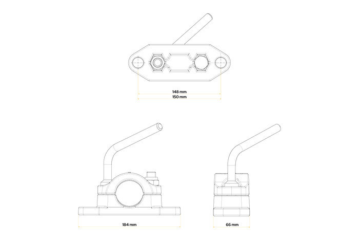 KNOTT B48C6 Stützradklemme aus Gusseisen für 48-mm-Wellrohre