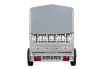 Einachsanhänger auf Federn 200x125 UNITRAILER GARDEN 201/R KIPP mit Gitterwänden, H-800-Rahmen und grauer Plane