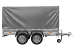 Zweiachsiger Anhänger mit Aluminiumseitenwänden 264x125 Unitrailer Garden 264/2 KIPP ALU mit Rahmen H-1100 und grauer Plane