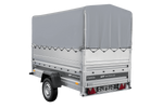 Autotransportanhänger 230x125 UNITRAILER FORCE 230 KIPP mit BIS-Seitenwänden, H-800-Rahmen und grauer Plane