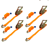 Satz aus vier orangefarbenen UNITRAILER 6m/25mm/1t Transportgurten mit Spannvorrichtung