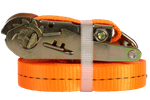 Satz aus vier UNITRAILER 8m/25mm/1t orangefarbenen Transportgurten mit Spanner